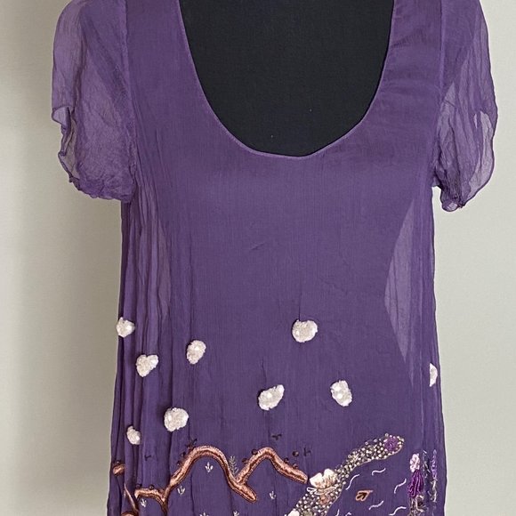 HAND EMBROIDERED silk blouse - Picture 2 of 4